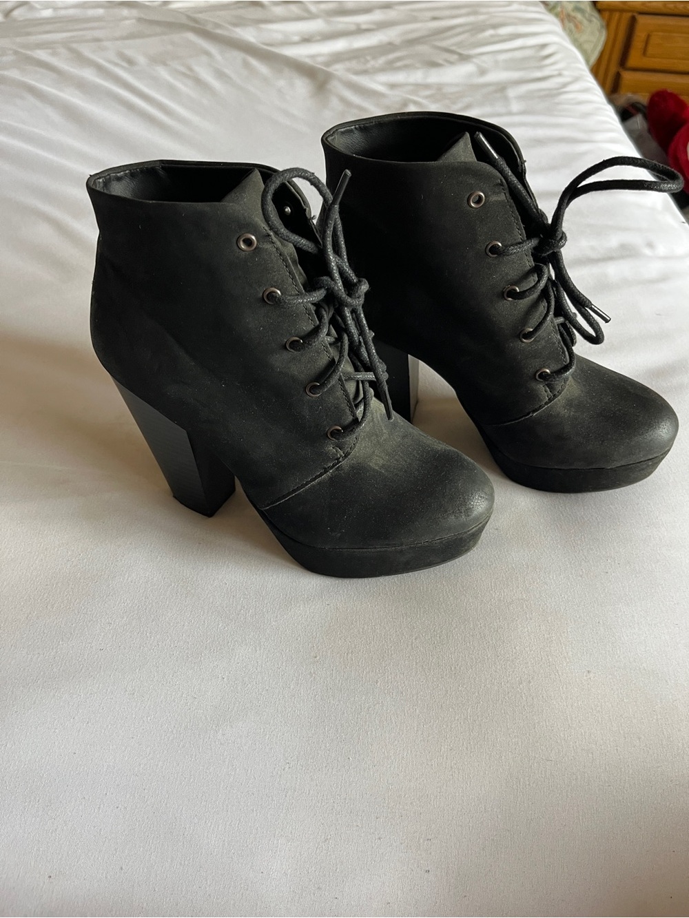 Mossimo Supply Co Black Lace Up Platform Ankle Boots Size 6